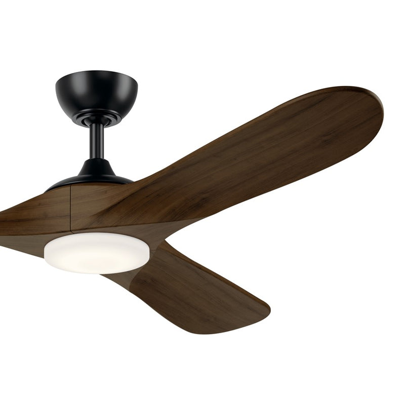 Kichler Mylo 1Lt 60" Ceiling Fan, Black/Aged Walnut/Etched