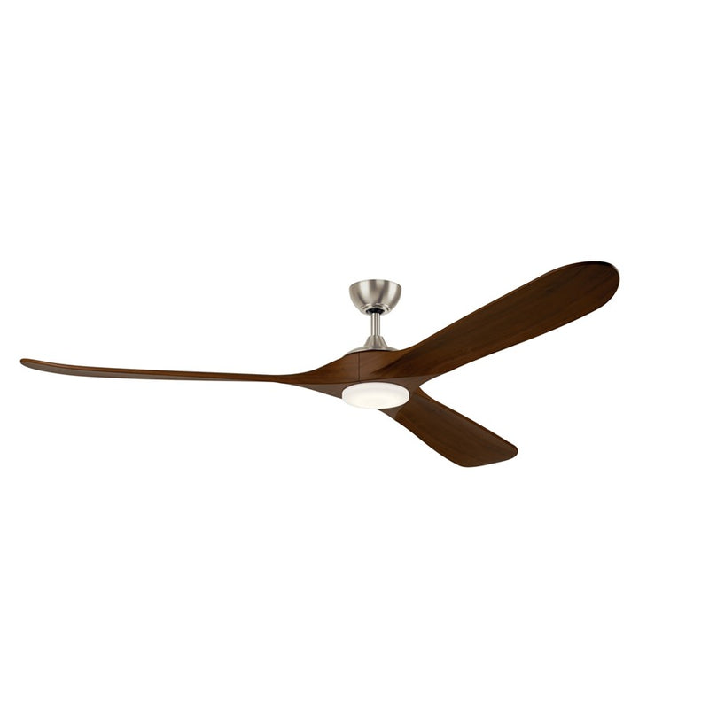 Kichler Mylo 80in Ceiling Fan with Light | Modern Brushed Nickel Steel & Natural Walnut Blades | Large Living Room & Covered Patio | Model 310580NI
