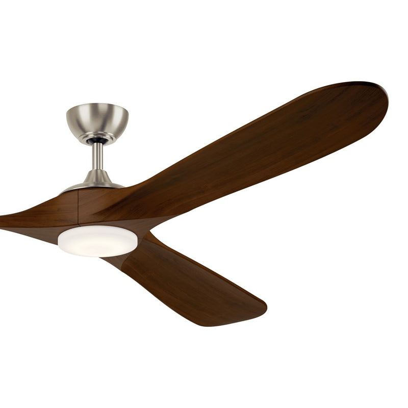 Kichler Mylo 80in Ceiling Fan with Light | Modern Brushed Nickel Steel & Natural Walnut Blades | Large Living Room & Covered Patio | Model 310580NI