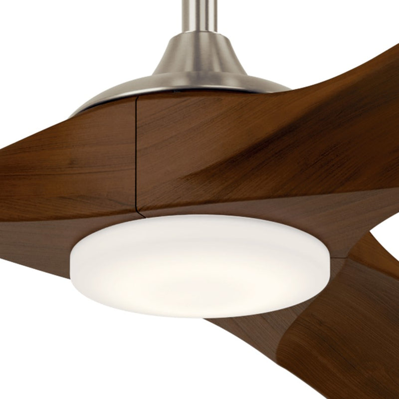Kichler Mylo 80in Ceiling Fan with Light | Modern Brushed Nickel Steel & Natural Walnut Blades | Large Living Room & Covered Patio | Model 310580NI