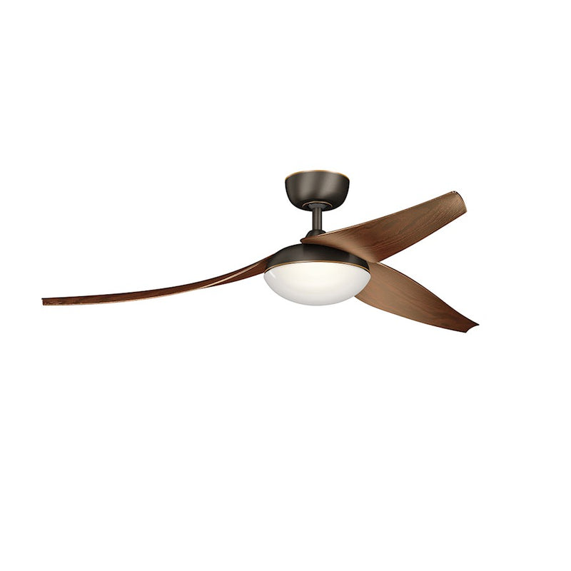 Kichler Flyy 60in LED Ceiling Fan | Contemporary Olde Bronze and Etched Cased Opal Glass | Living Room & Covered Patio | 60 x 13 in | Model 310700OZ
