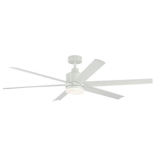 Kichler Loa 1Lt 65" Ceiling Fan, Matte White/White/Satin Etched - 310765MWH