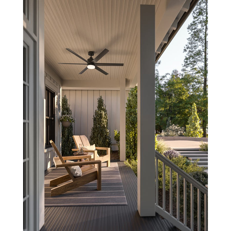 Kichler Loa 1Lt 65" Ceiling Fan, Satin Black/Black/Satin Etched