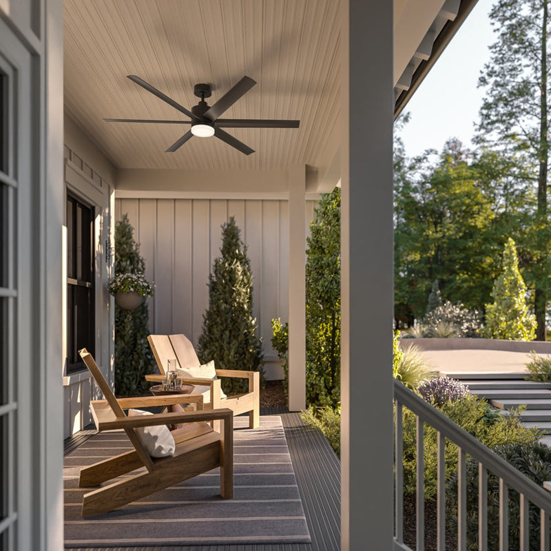 Kichler Loa 1Lt 65" Ceiling Fan, Satin Black/Black/Satin Etched
