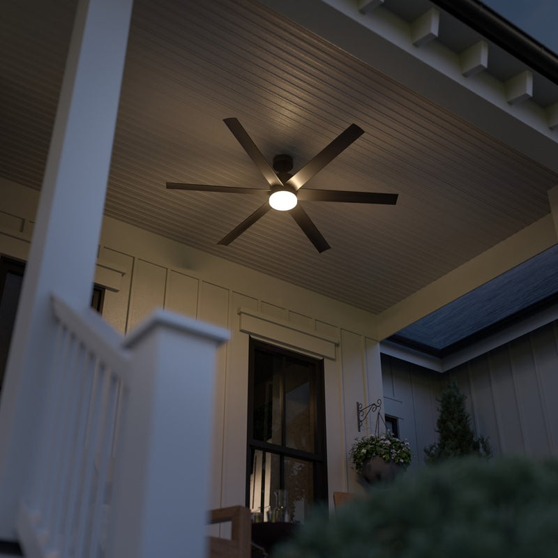 Kichler Loa 1Lt 65" Ceiling Fan, Satin Black/Black/Satin Etched
