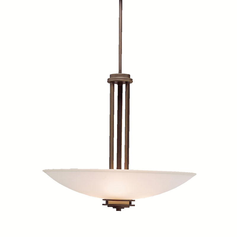 Kichler Hendrik 24in 3-Light Pendant | Olde Bronze and Satin Etched Glass | Dining Room & Living Room | 24 x 24 x 22 in | Model 3275OZ