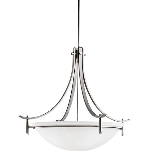 Kichler Olympia 36in 5-Light Pendant | Contemporary Antique Pewter and Satin Etched White Glass | Dining Room & Living Room | Model 3279AP