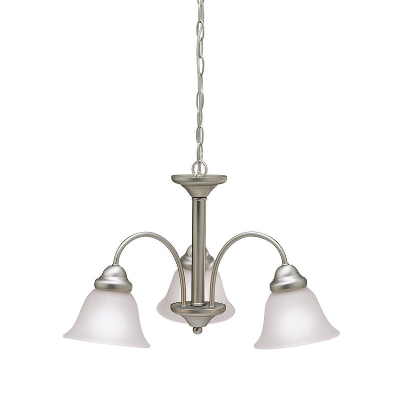 Kichler Wynberg 22in 3-Light Chandelier | Brushed Nickel Steel and Satin Etched Glass | Dining Room & Living Room | 22 x 22 x 13 in | Model 3293NI