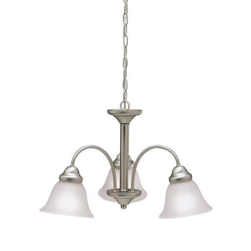 Kichler Wynberg 22in 3-Light Chandelier | Brushed Nickel Steel and Satin Etched Glass | Dining Room & Living Room | 22 x 22 x 13 in | Model 3293NI