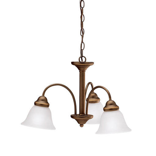 Kichler Wynberg 22in 3-Light Chandelier | Transitional Olde Bronze and Satin Etched Glass | Dining Room & Living Room | 22 x 13 in | Model 3293OZ