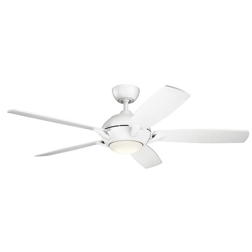 Kichler Geno 54in LED Ceiling Fan | Transitional Matte White and Etched Opal | Living Room & Bedroom | 54 x 14.5 in, 3000K, 3-Speed | Model 330001MWH
