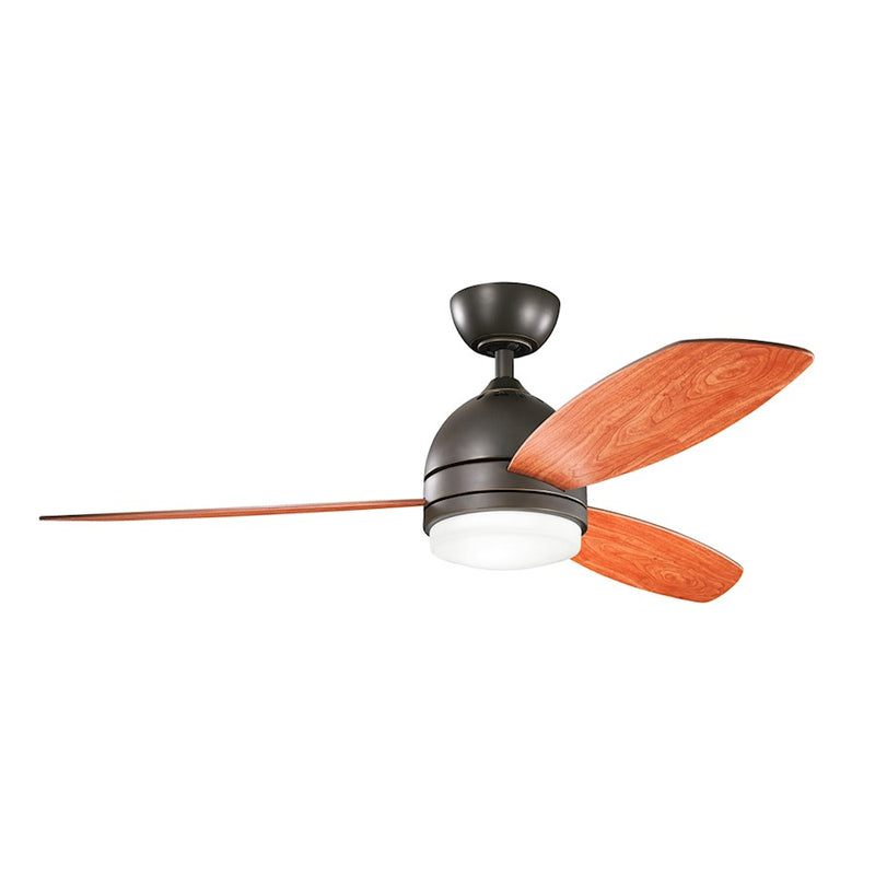 Kichler Vassar 52in LED Ceiling Fan | Transitional Olde Bronze and Etched Opal Glass | Living Room & Bedroom | 52 x 52 x 15 in | Model 330002OZ
