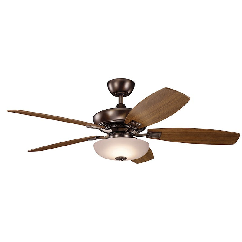 Kichler Canfield Pro 52in LED Ceiling Fan | Traditional Oil Brushed Bronze Steel and Cherry/Walnut Blades | Living Room & Bedroom | Model 330013OBB