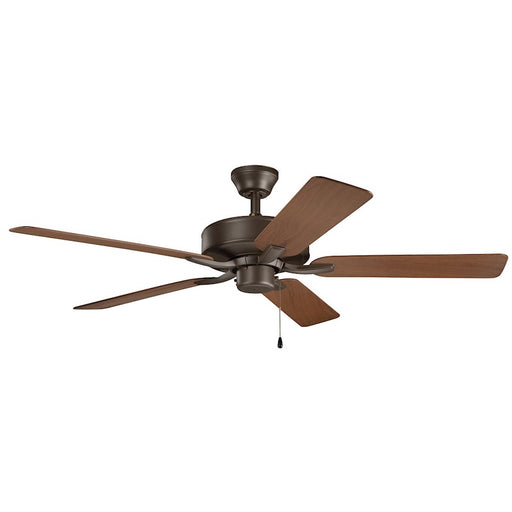 Kichler Basics Pro 52in Ceiling Fan | Traditional Satin Natural Bronze Steel | Covered Patio & Large Room | 52 x 52 x 12.5 in | Model 330015SNB
