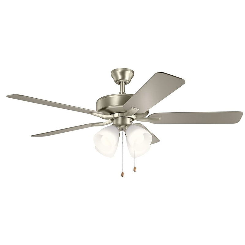Kichler Basics Pro Premier 52in Ceiling Fan | Traditional Brushed Nickel | Bedroom & Living Room | 52 x 52 x 18 in | Model 330016NI
