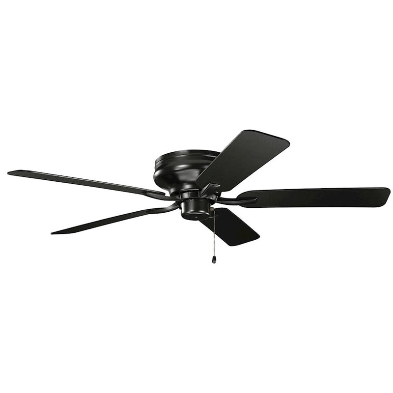 Kichler Basics Pro Legacy 52in Ceiling Fan | Traditional Satin Black Steel | Living Room & Bedroom | 52 x 52 x 8 in | Model 330020SBK