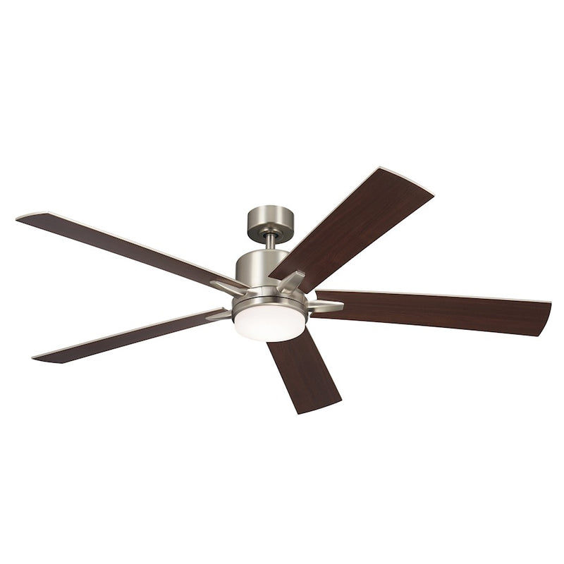 Kichler Lucian Elite XL 60in Ceiling Fan | Brushed Nickel and Walnut Blades | Living Room & Bedroom | 52 x 14 in | Model 330060NI