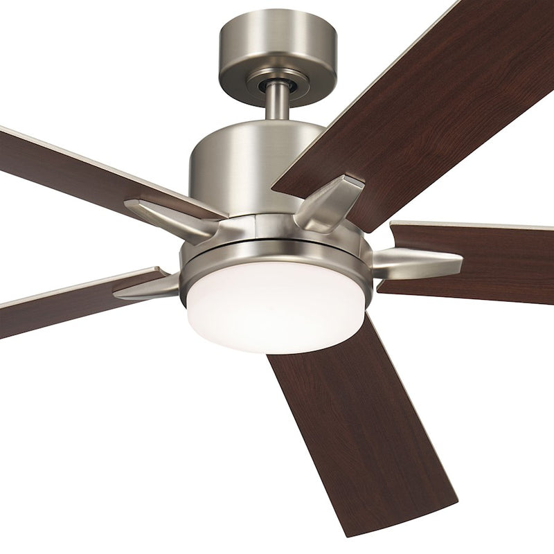 Kichler Lucian Elite XL 60in Ceiling Fan | Brushed Nickel and Walnut Blades | Living Room & Bedroom | 52 x 14 in | Model 330060NI