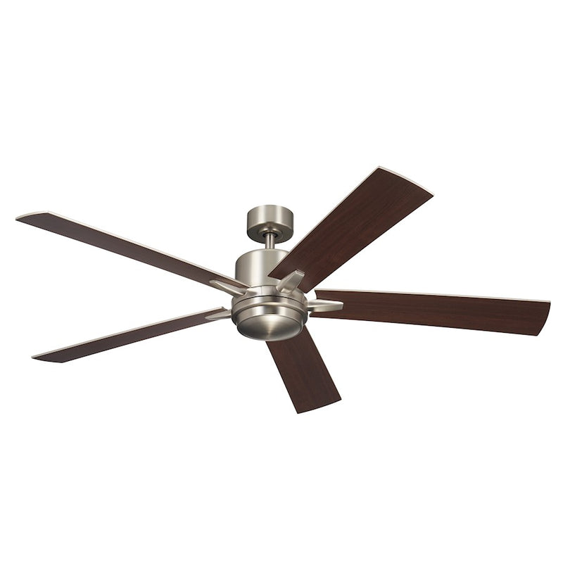 Kichler Lucian Elite XL 60in Ceiling Fan | Brushed Nickel and Walnut Blades | Living Room & Bedroom | 52 x 14 in | Model 330060NI