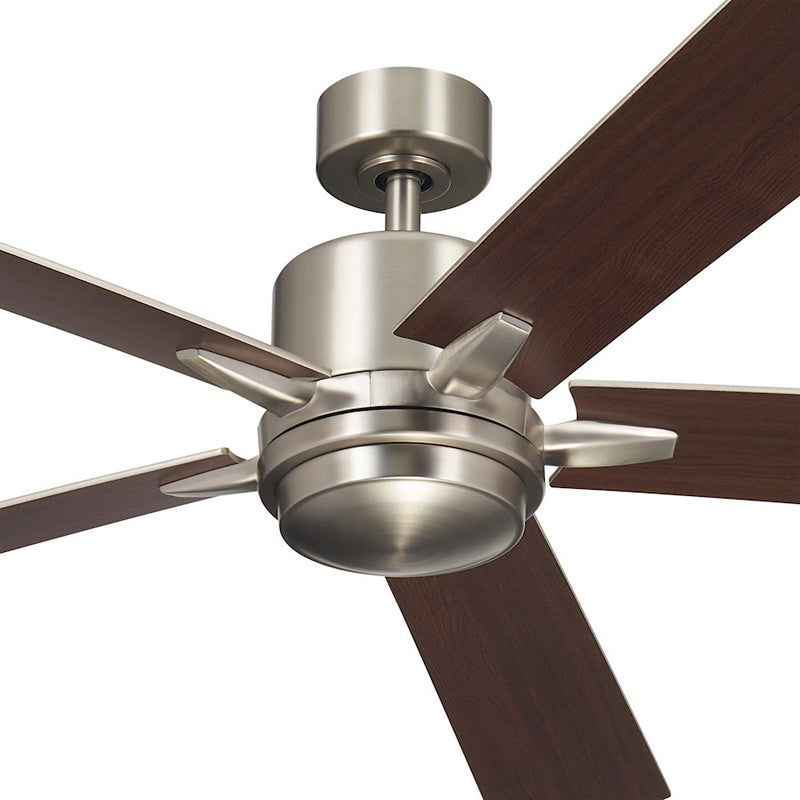Kichler Lucian Elite XL 60in Ceiling Fan | Brushed Nickel and Walnut Blades | Living Room & Bedroom | 52 x 14 in | Model 330060NI