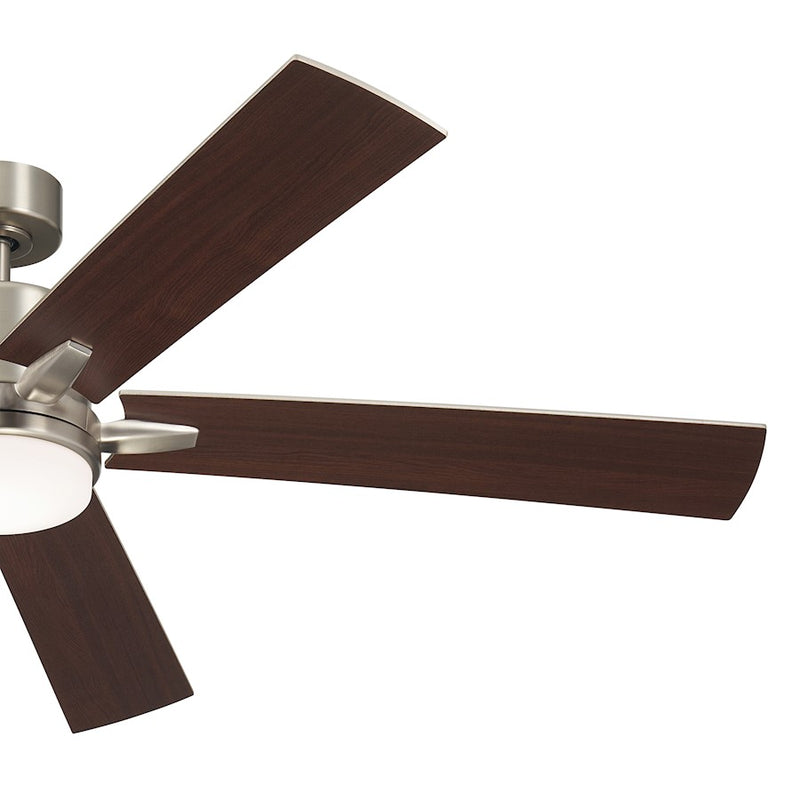 Kichler Lucian Elite XL 60in Ceiling Fan | Brushed Nickel and Walnut Blades | Living Room & Bedroom | 52 x 14 in | Model 330060NI