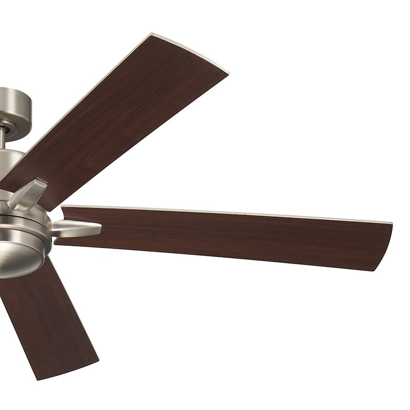 Kichler Lucian Elite XL 60in Ceiling Fan | Brushed Nickel and Walnut Blades | Living Room & Bedroom | 52 x 14 in | Model 330060NI