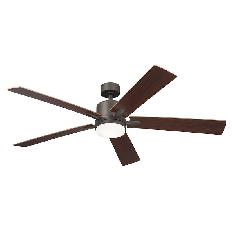 Kichler Lucian Elite XL 60in Ceiling Fan | Brushed Nickel and Walnut Blades | Living Room & Bedroom | 52 x 14 in | Model 330060NI