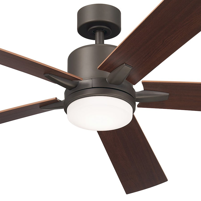 Kichler Lucian Elite XL 60in Ceiling Fan | Brushed Nickel and Walnut Blades | Living Room & Bedroom | 52 x 14 in | Model 330060NI
