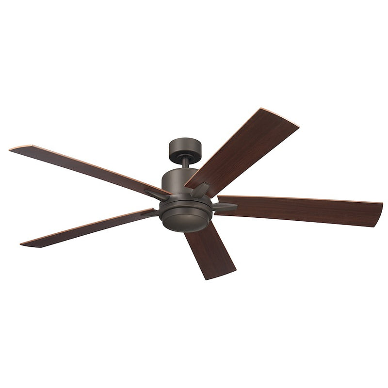 Kichler Lucian Elite XL 60in Ceiling Fan | Brushed Nickel and Walnut Blades | Living Room & Bedroom | 52 x 14 in | Model 330060NI