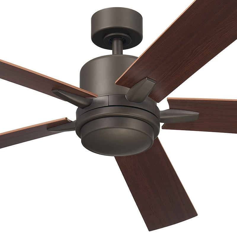 Kichler Lucian Elite XL 60in Ceiling Fan | Brushed Nickel and Walnut Blades | Living Room & Bedroom | 52 x 14 in | Model 330060NI