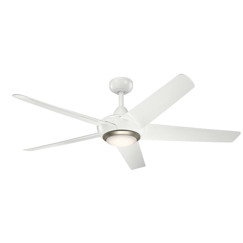 Kichler Kapono 52in LED Ceiling Fan | Scandinavian White with Frosted White Polycarbonate Lens | Living Room & Bedroom | Model 330089WH