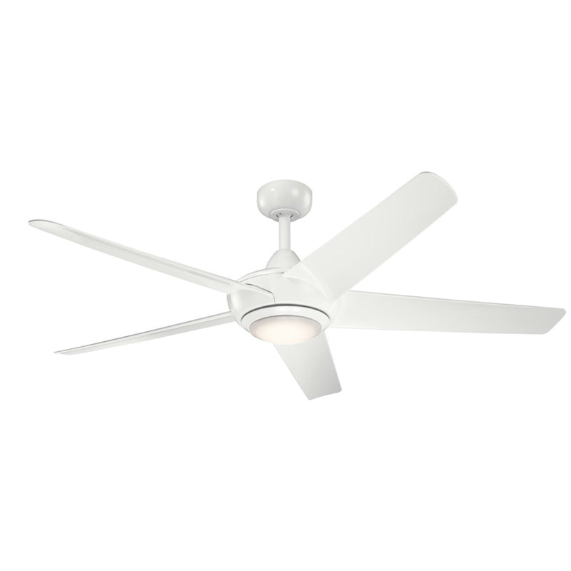 Kichler Kapono 52in LED Ceiling Fan | Scandinavian White with Frosted White Polycarbonate Lens | Living Room & Bedroom | Model 330089WH