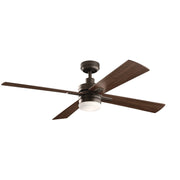 Kichler Lija 52in LED Ceiling Fan | Satin Natural Bronze and Walnut/Cherry Blades | Living Room & Bedroom | 3000K Dimmable Light | Model 330140SNB