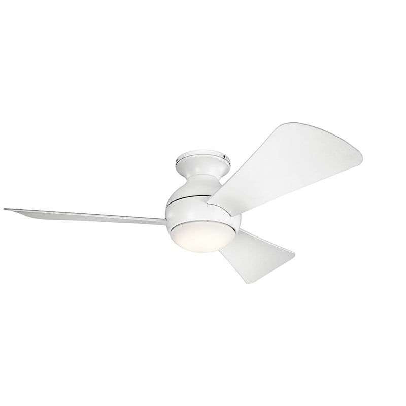 Kichler Sola 44in LED Ceiling Fan | Contemporary Matte White with Etched Opal Light | Covered Patio & Bedroom | Model 330151MWH