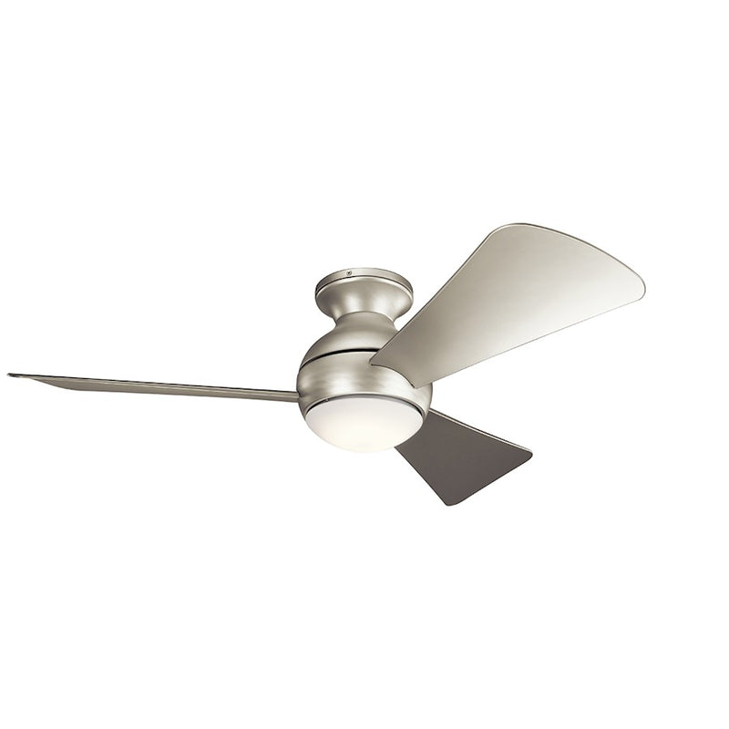 Kichler Sola 44in LED Ceiling Fan | Contemporary Brushed Nickel and Etched Opal Glass | Covered Patio & Bedroom | Model 330151NI
