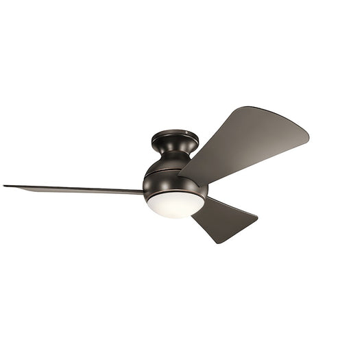 Kichler Sola 44in LED Ceiling Fan | Olde Bronze and Etched Cased Opal Glass | Covered Patio & Indoor | 44 x 11 in | Model 330151OZ