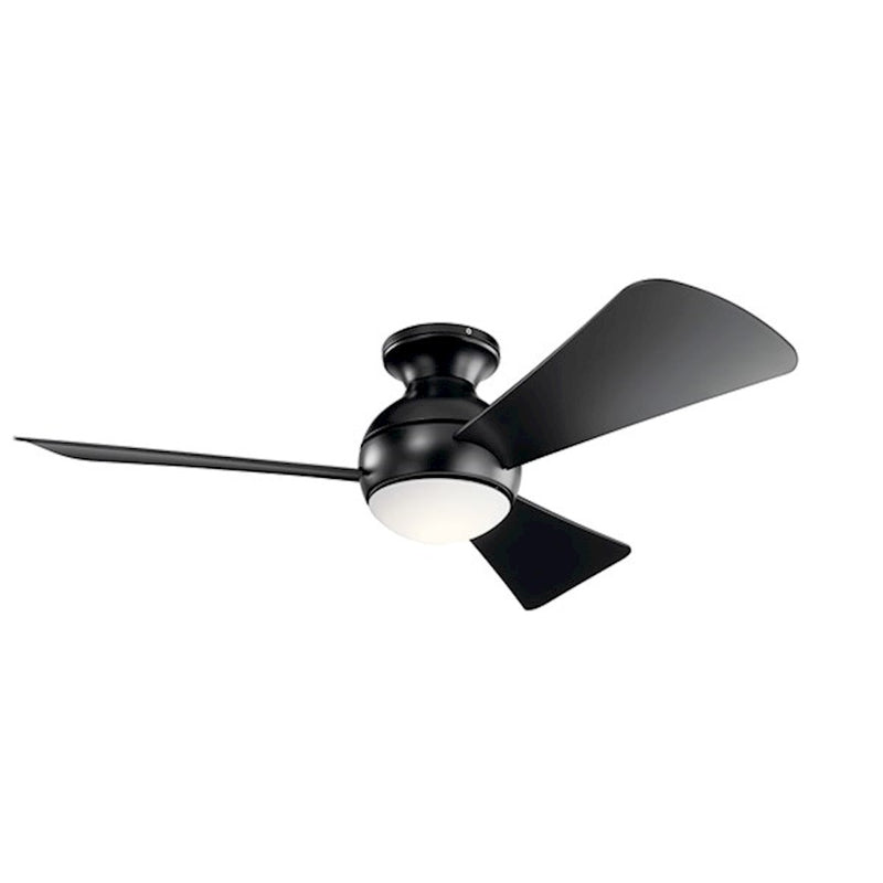 Kichler Sola 54in LED Ceiling Fan | Satin Black Steel and Integrated LED | Covered Patio & Bathroom | 54 x 54 x 11 in | Model 330152SBK