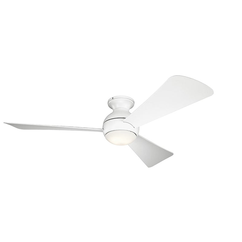 Kichler Sola 54in LED Ceiling Fan | Matte White Etched Opal | Covered Patio & Living Room | 54 x 11 in | Model 330152MWH