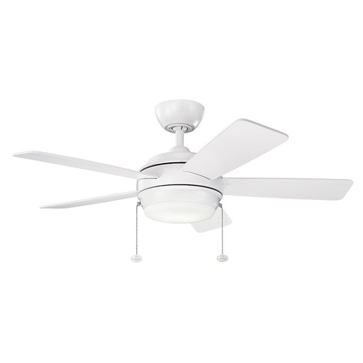 Kichler Starkk 42in LED Ceiling Fan | Transitional Matte White and Etched Opal Glass | Bedroom & Living Room | Integrated 17W LED | Model 330171MWH