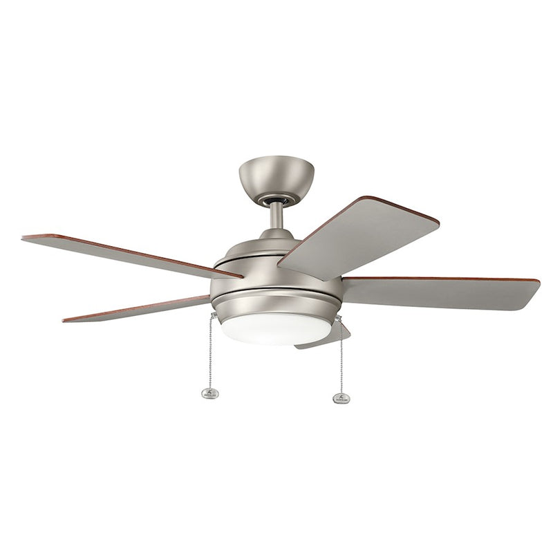 Kichler Starkk 42in Ceiling Fan | Transitional Brushed Nickel Steel with Etched Opal Glass | Bedroom & Small Living Room | 42in | Model 330171NI