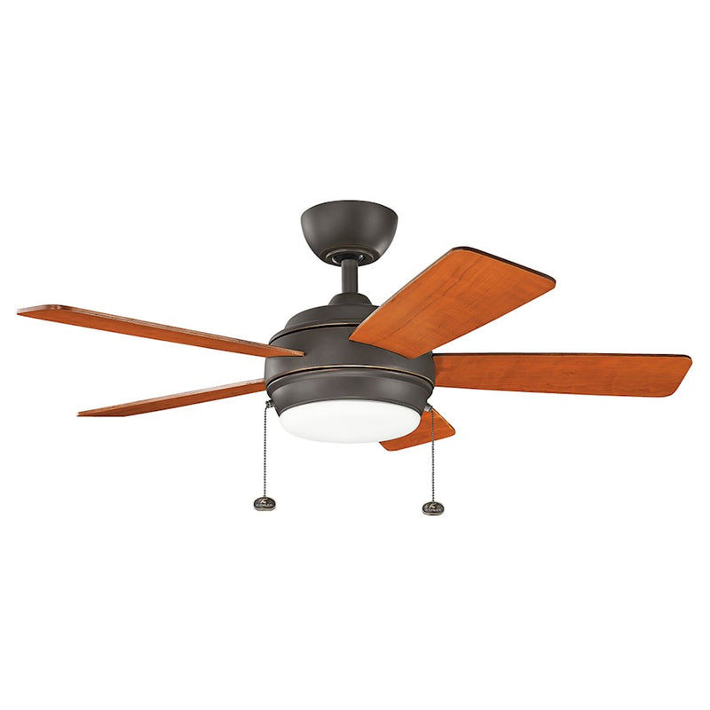 Kichler Starkk 42in LED Ceiling Fan | Transitional Olde Bronze and Etched Opal Glass | Bedroom & Living Room | 42in Blade Span, 17W | Model 330171OZ
