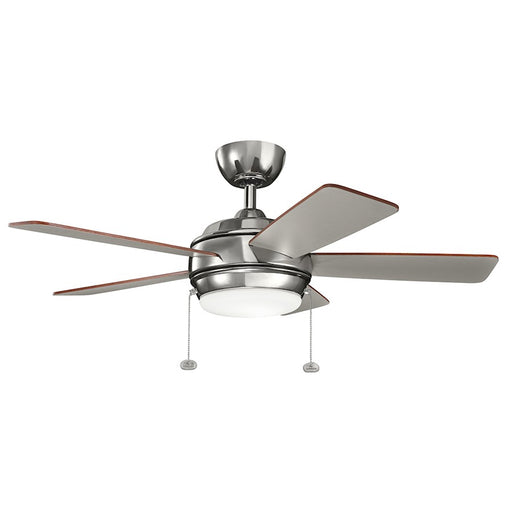 Kichler Starkk 42in LED Ceiling Fan | Transitional Polished Nickel and Etched Opal Glass | Living Room & Bedroom | 42 in Blade Span | Model 330171PN