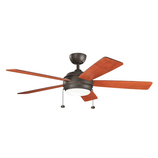 Kichler Starkk 52in LED Ceiling Fan | Transitional Olde Bronze Steel and Etched Opal Glass | Living Room & Bedroom | 52 x 52 x 12 in | Model 330174OZ