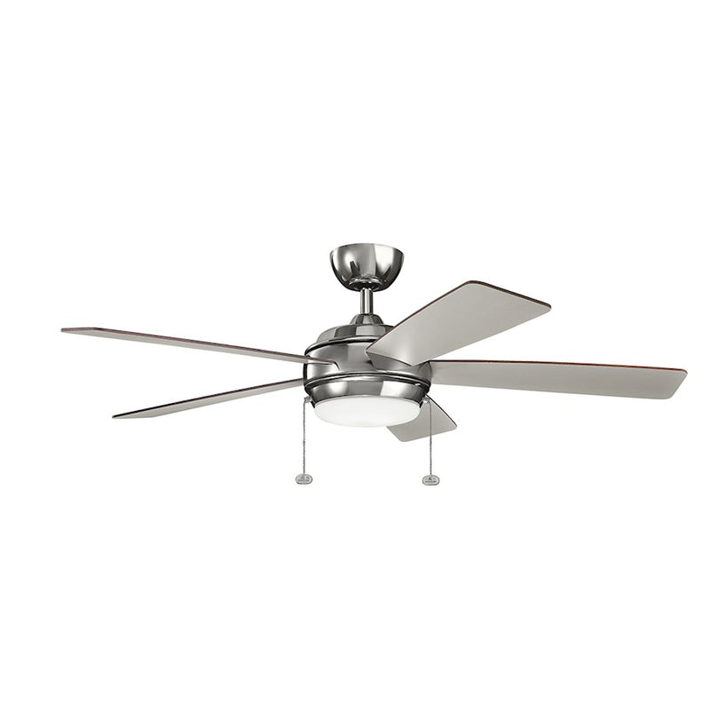 Kichler Starkk 52in Ceiling Fan | Polished Nickel Steel and Etched Opal Glass | Living Room & Bedroom | 52 x 52 x 12 in, 3000K LED | Model 330174PN