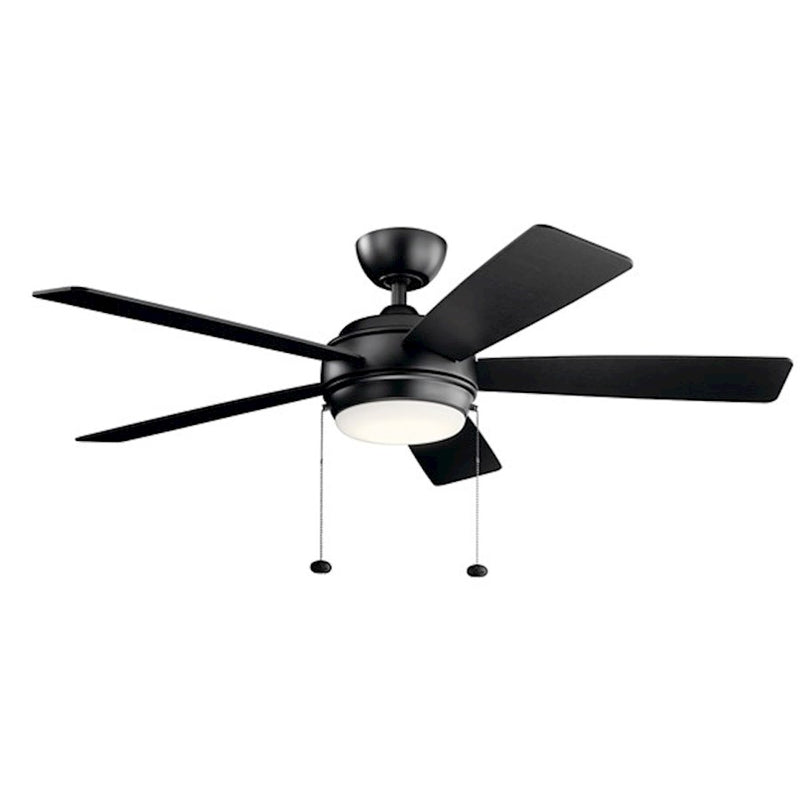 Kichler Starkk 60in LED Ceiling Fan | Transitional Satin Black Steel | Bedroom & Living Room | 60in Blade Span, 14° Pitch, 3000K | Model 330180SBK