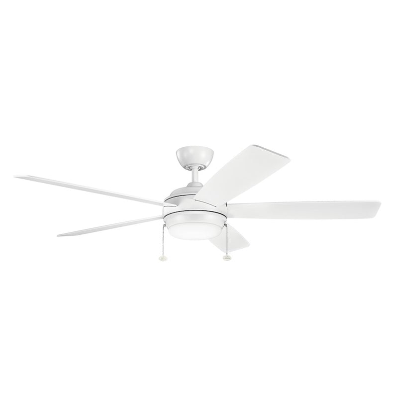 Kichler Starkk 60in LED Ceiling Fan | Matte White Etched Opal Glass | Living Room & Bedroom | 60 in Blade Span | Model 330180MWH