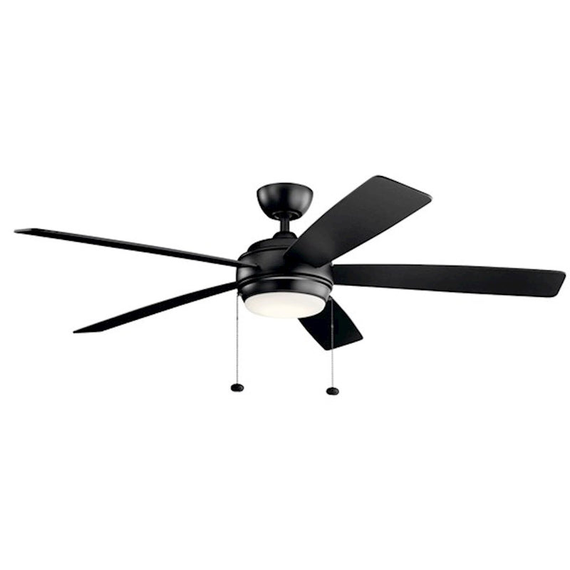 Kichler Starkk 60in LED Ceiling Fan | Transitional Satin Black Steel | Bedroom & Living Room | 60in Blade Span, 14° Pitch, 3000K | Model 330180SBK