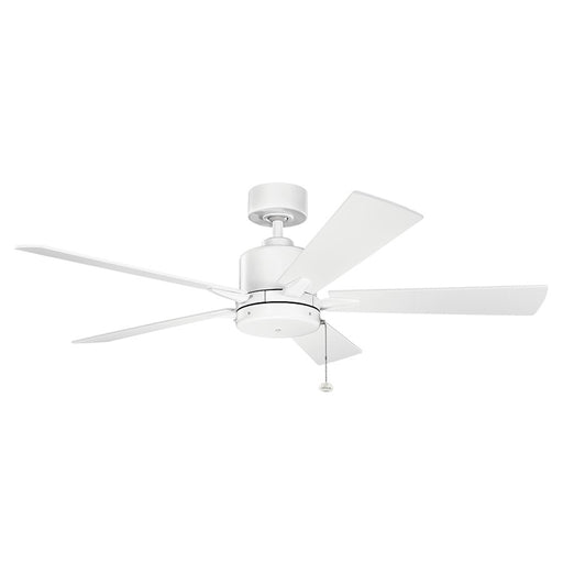 Kichler Bowen 52in Ceiling Fan | Transitional Matte White Steel | Living Room & Bedroom | 52 x 52 x 12 in, Pull Chain | Model 330242MWH