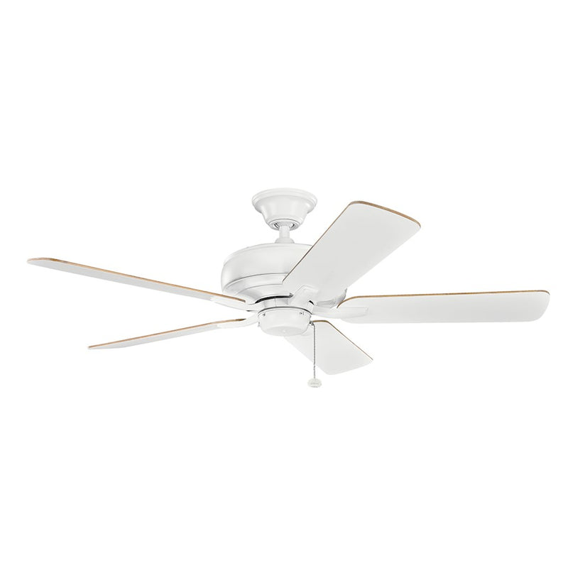 Kichler Terra 52in Ceiling Fan | Transitional Matte White and Weather White Walnut Blades | Living Room & Bedroom | 5283 CFM High | Model 330247MWH