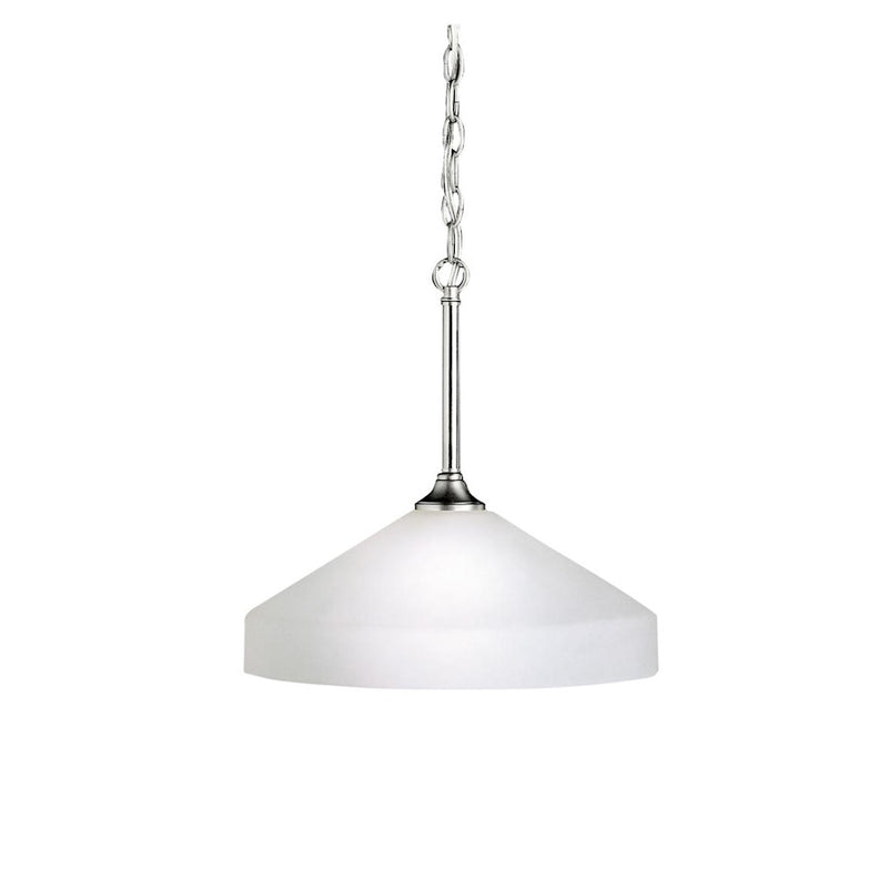 Kichler Ansonia 15in 1-Light Pendant | Brushed Nickel and Satin Etched Glass | Dining Room & Kitchen Island | 15 x 15 x 15 in | Model 3349NI